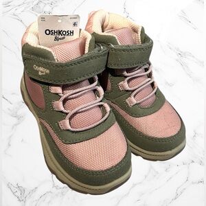 OshKosh Toddler Girl Pink Olive Adak Hiking Boots Size 7 Snow Ankle Boots